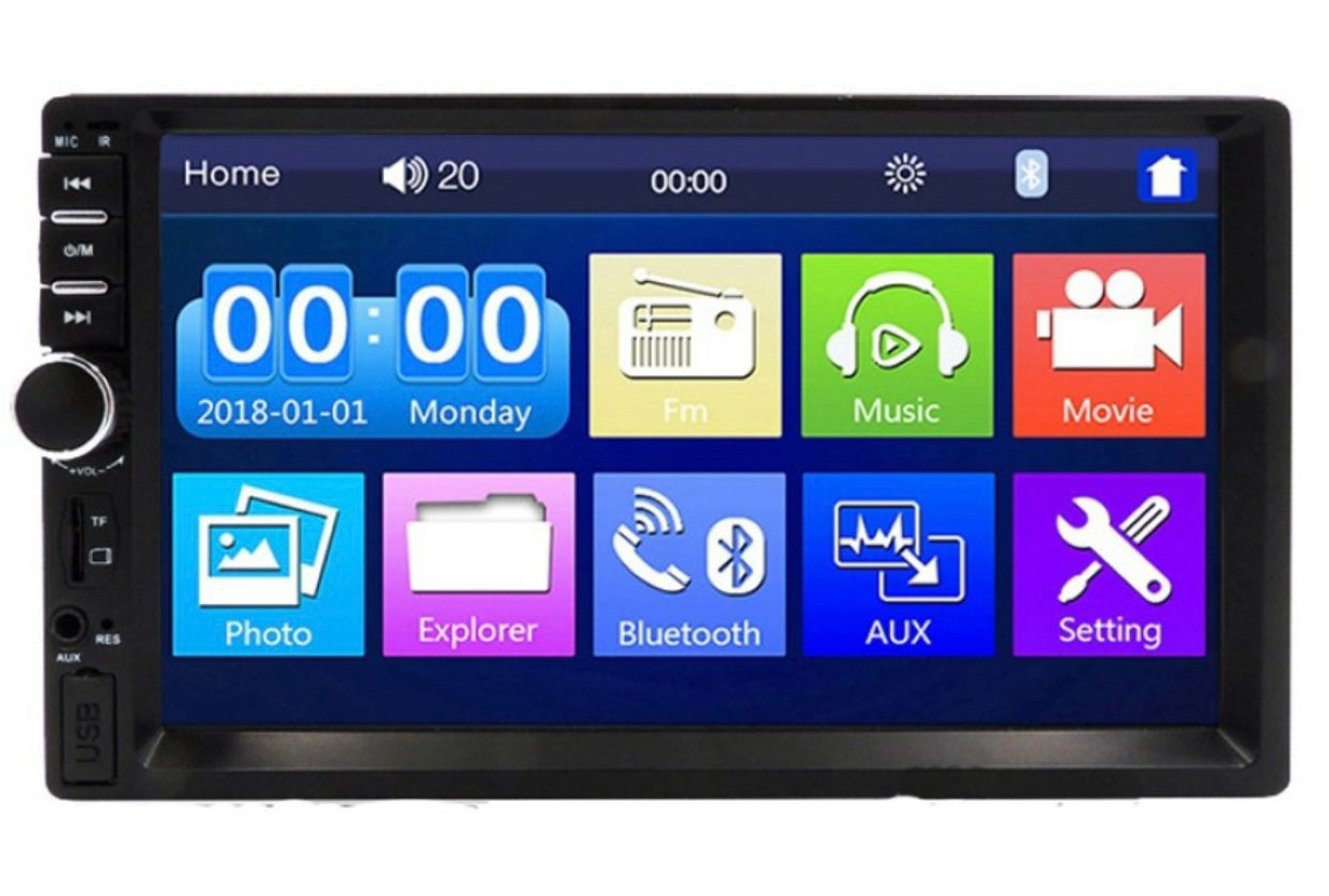 GENFRID 7 INCH Full Double Din Car Screen Stereo Media Player Audio Video Touch Screen Stereo Full HD with MP3/MP4/MP5/USB/FM Player/WiFi/Bluetooth & Mirror Link For Scorpio Car Stereo (Double Din)