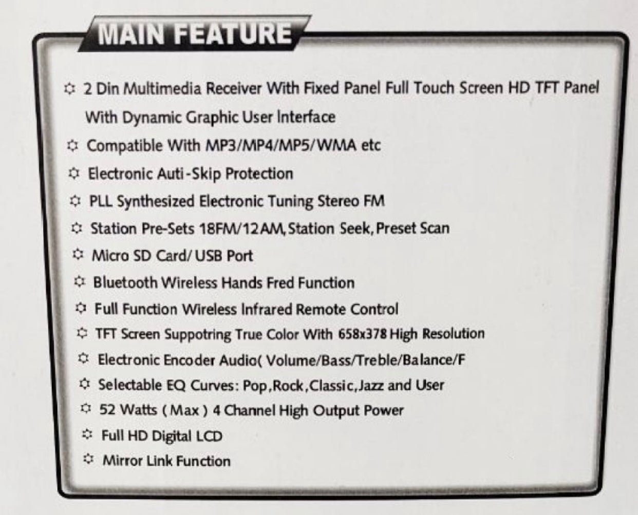 GENFRID 7 INCH Full Double Din Car Screen Stereo Media Player Audio Video Touch Screen Stereo Full HD with MP3/MP4/MP5/USB/FM Player/WiFi/Bluetooth & Mirror Link For Scorpio Car Stereo (Double Din)