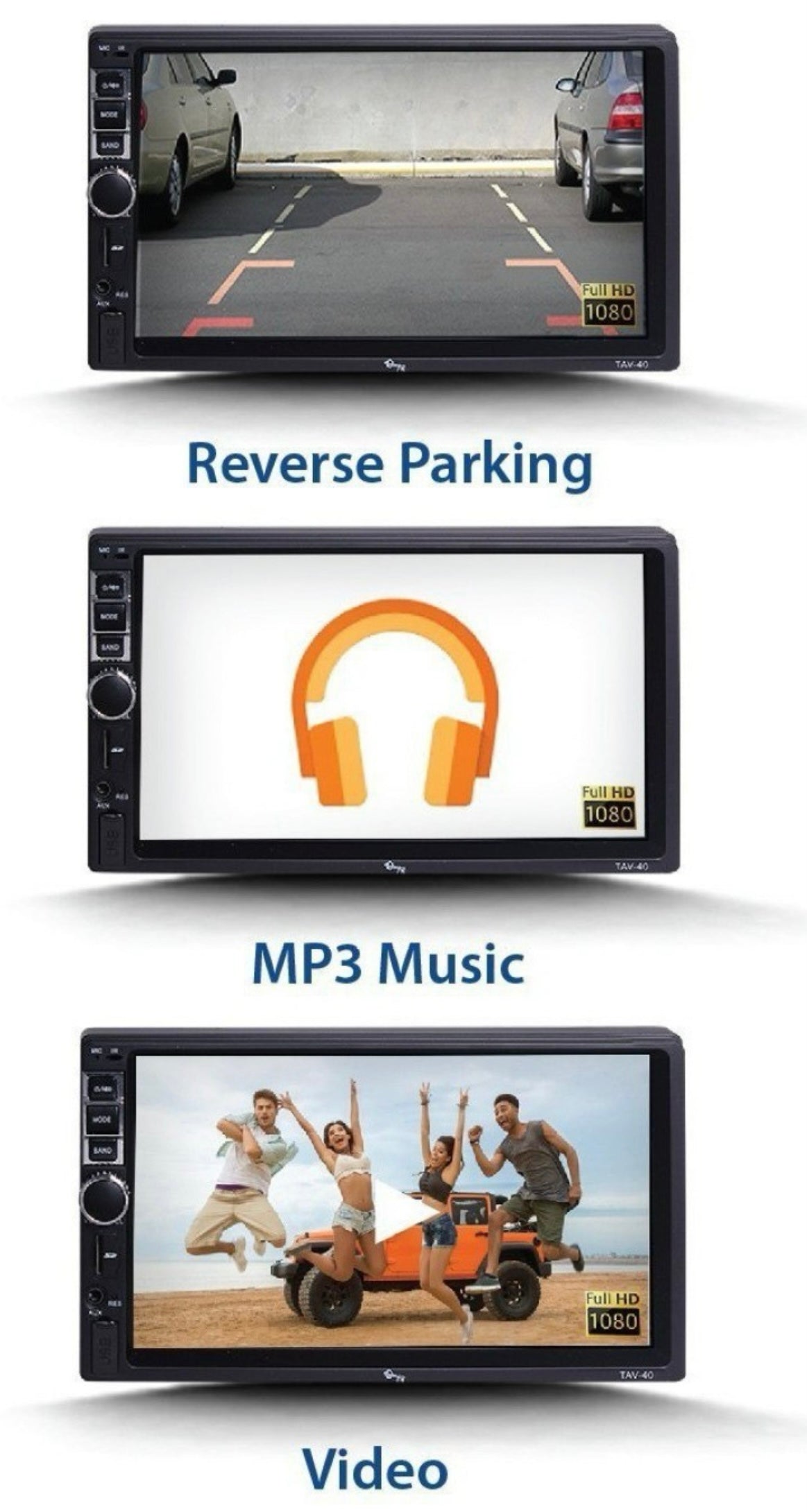 GENFRID " Full HD Touch Stereo + HD Reverse Camera Bluetooth/Remote /FM/USB/AUX/SD Car Stereo (Double Din)
