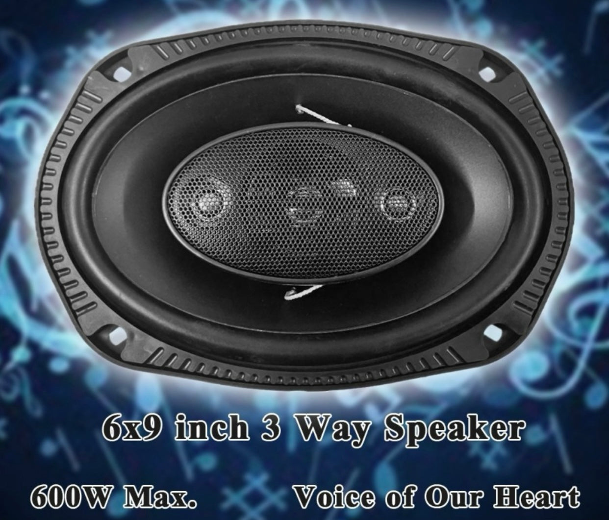 Genfrid Premium (6''x9'') Oval 600W Max 3 way with scratch Proof plastic frame 2 speaker in box Coaxial Car Speaker (600 W)