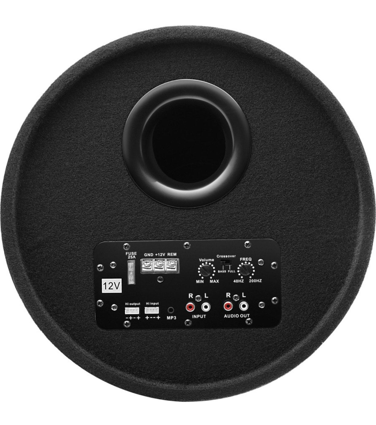 Genfrid (10 inch) Active Round Car Bass tube With Inbuilt Imported Amplifier Subwoofer (Powered , RMS Power: 400 W)