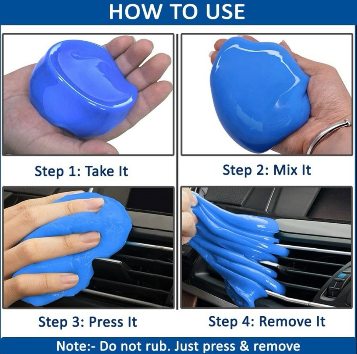 GENFRID Multipurpose Car Ac Vent Interior Keyboard Laptop PC Electronic Products Cleaning Cleaner Slime Gel Jelly Putty Kit Pack of 1 Vehicle Interior Cleaner