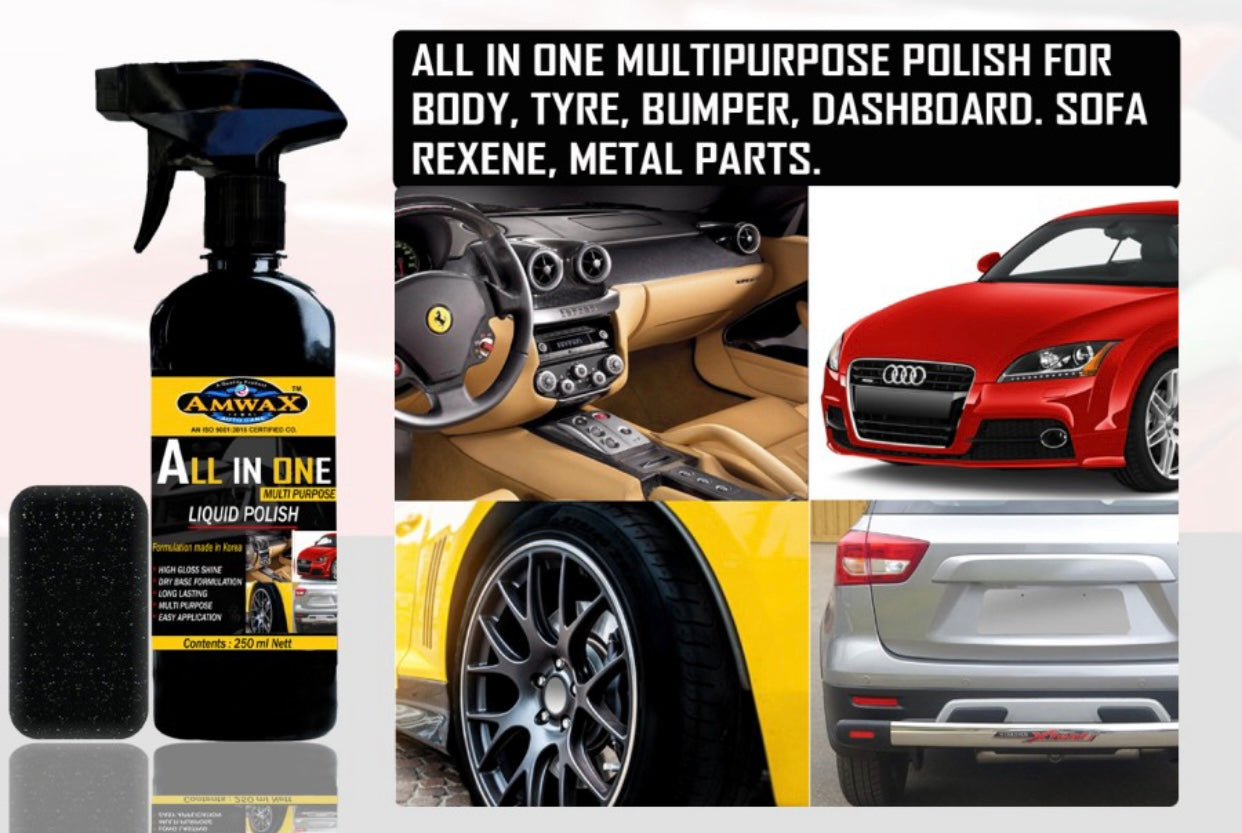 GENFRID Liquid Car Polish for Leather, Tyres, Dashboard, Exterior, Bumper