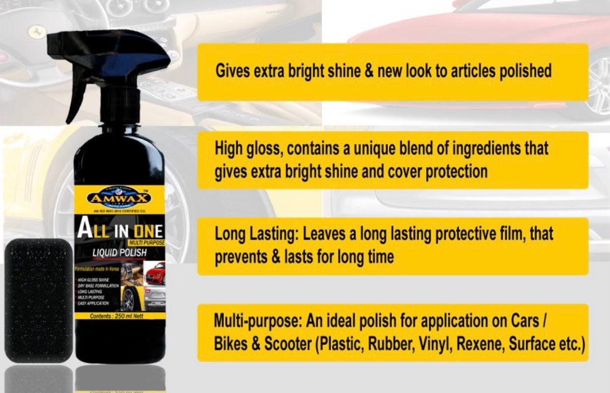 GENFRID Liquid Car Polish for Leather, Tyres, Dashboard, Exterior, Bumper