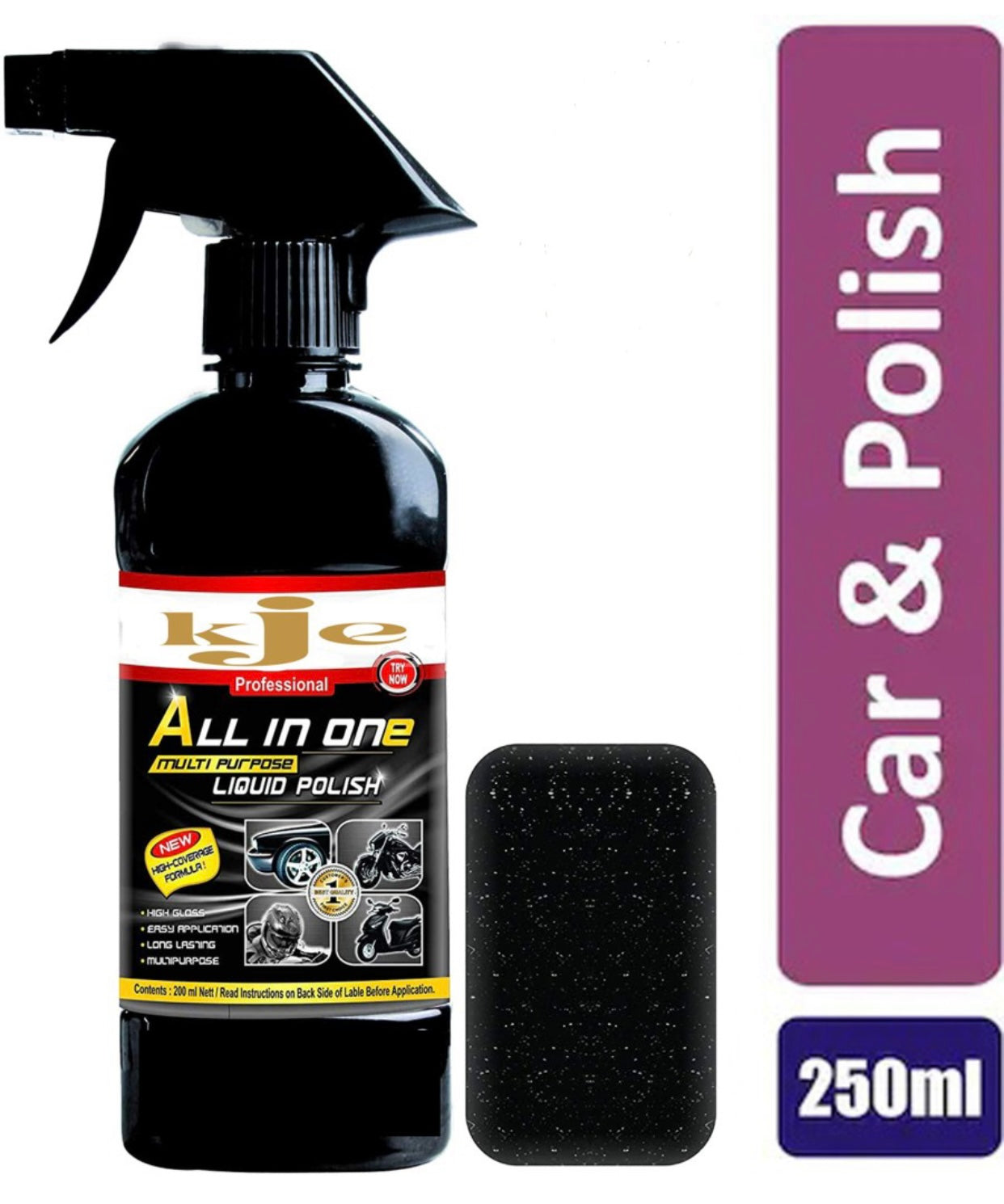 GENFRID Liquid Car Polish for Dashboard, Bumper, Headlight, Metal Parts, Leather, Tyres (250 ml, Pack of 1)