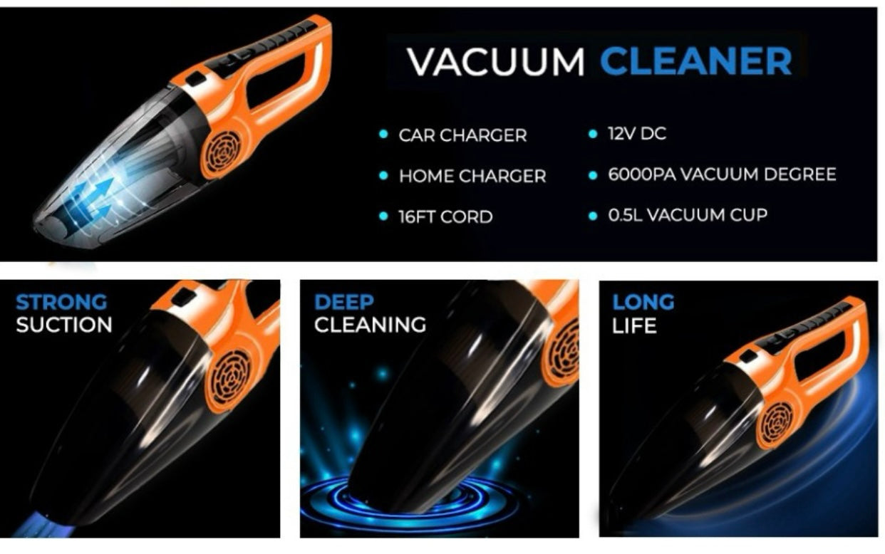GENFRID Car Vacuum Cleaner with High Suction Power, Full Set of Accessories Car Vacuum Cleaner with 2 in 1 Mopping and Vacuum, Anti-Bacterial Cleaning