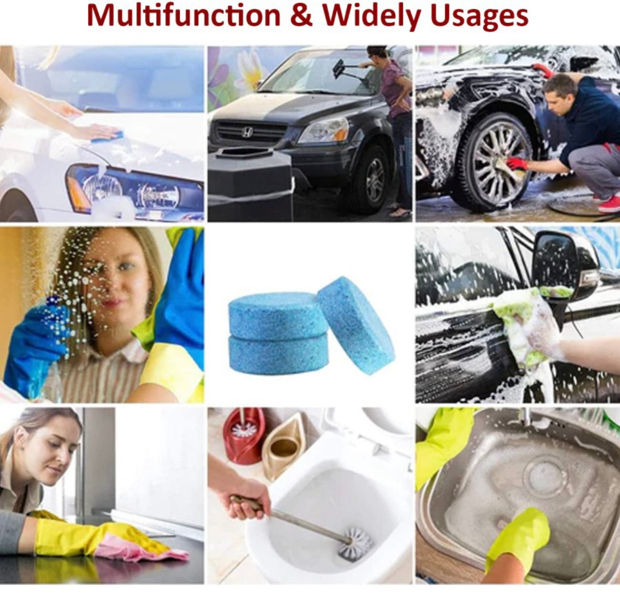 GENFRID 10PCS Car Glass Cleaner Wiper Detergent Effervescent Tablets Washer Auto Windshield Cleaner Glass Tablet Concentrate Vehicle Glass Cleaner Tablet Concentrate Vehicle Glass Cleaner (10 g)