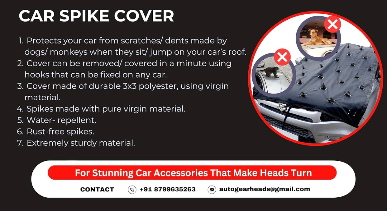 GENFRID Car Protection Cover from Dogs, Pets and Animal Complete Protection Dog Protection Car Cover for Both roof and Bonnet Attach Full Car Protection with Spikes for Big Cars 1pc (14ftX55Inch)