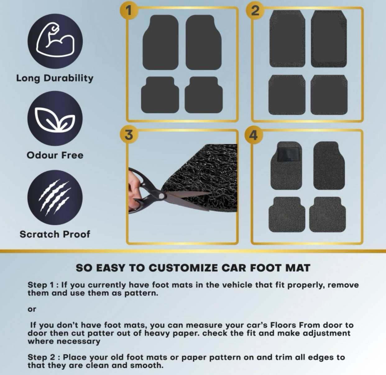 GENFRID Grass Car Mat (For All 5 Seater Cars)-5Pcs Mat