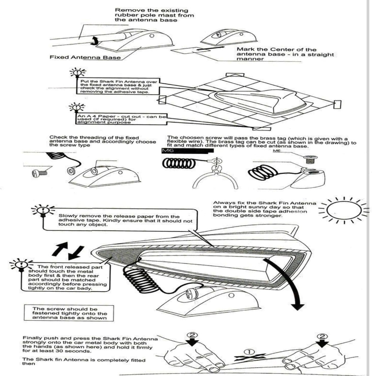 GENFRID Car Shark Fin Style Roof Mount FM/AM Radio Antenna Aerial with Wiring Waterproof Signal
