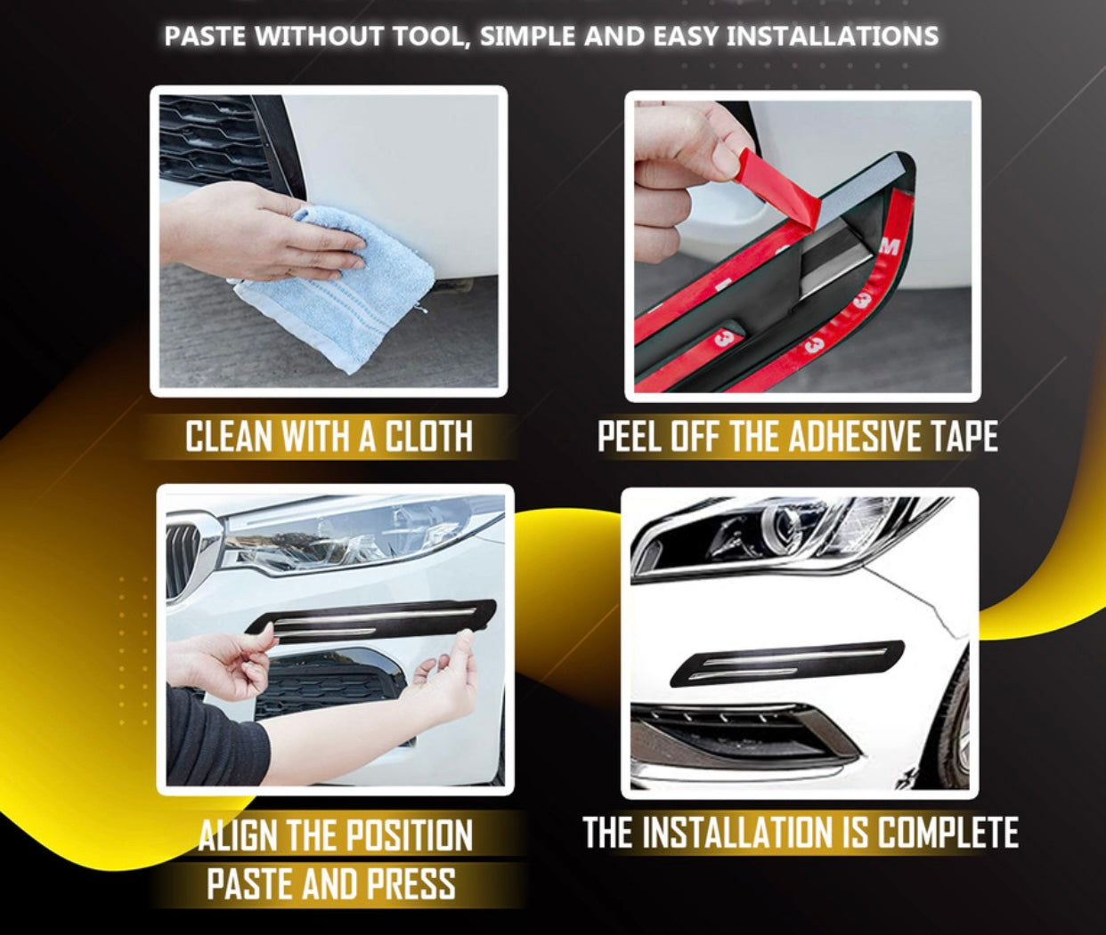 GENFRID Car Door Bumper Guard Rubber (Black, Pack of Bumper Protector with Double Chrome Strip for All Cars 4Pcs, Datsun, Fiat, Ford, Honda, Hyundai, Maruti, Nissan, Renault, Skoda, Tata, Toyota, Volkswagen, Volvo, Universal For Car)