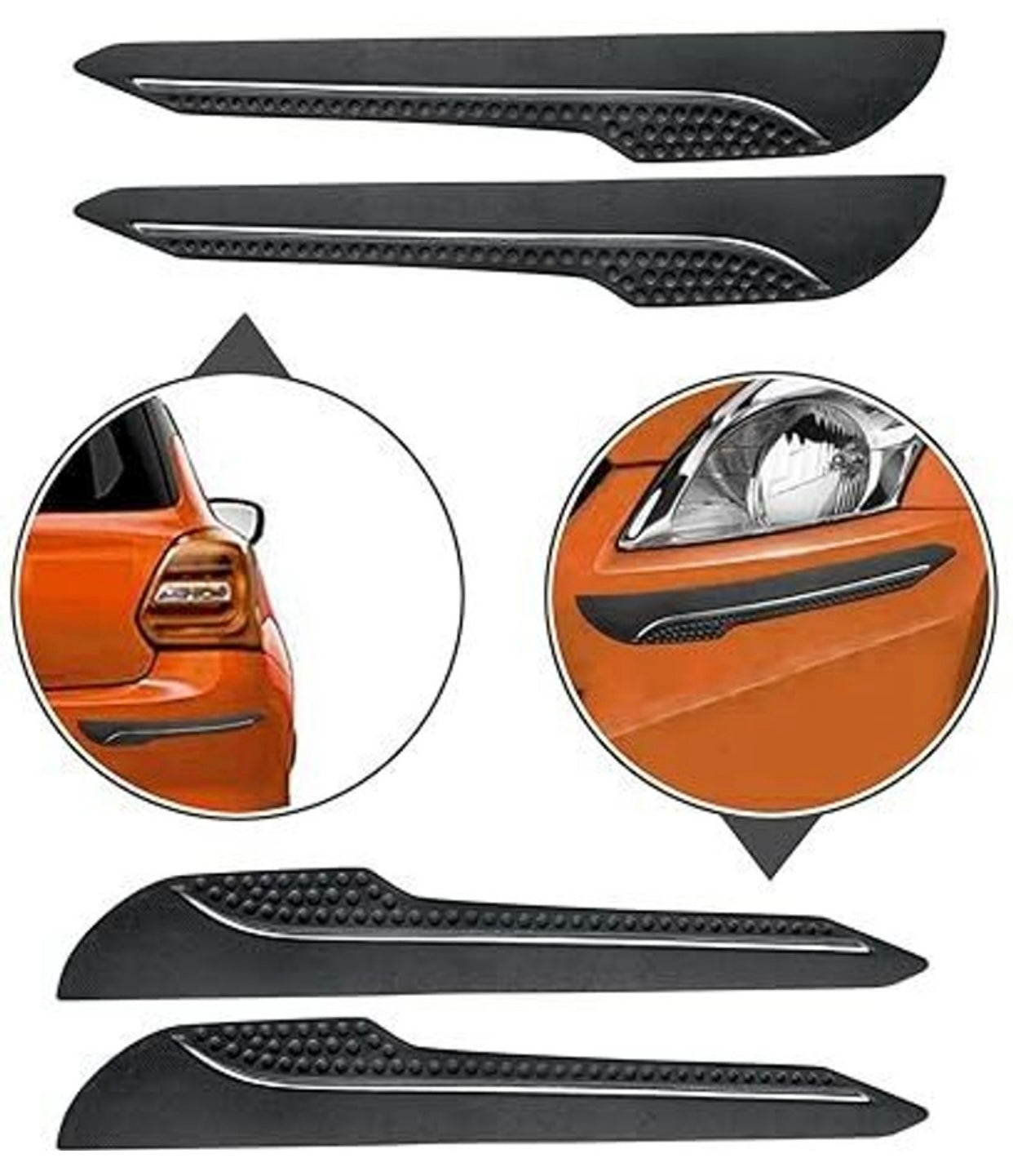 GENFRID Car Door Bumper Guard Rubber (Black, Pack of Bumper Protector with Single Chrome Strip for All Cars 4Pcs, Datsun, Fiat, Ford, Honda, Hyundai, Maruti, Nissan, Renault, Skoda, Tata, Toyota, Volkswagen, Volvo, Universal For Car)