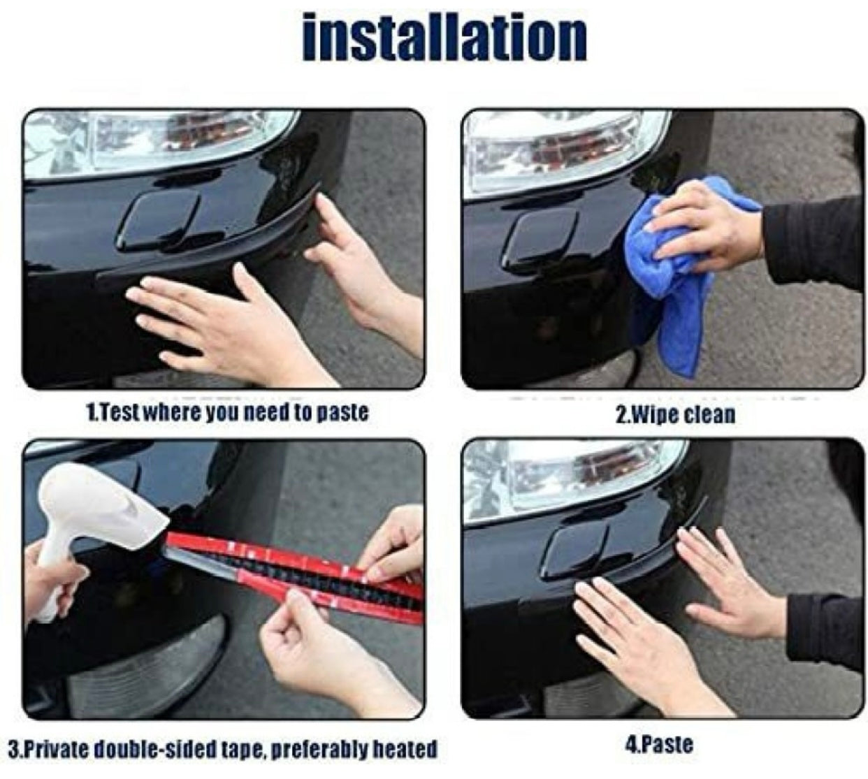 GENFRID Car Door Bumper Guard Rubber (Black, Pack of Bumper Protector for All Cars 4Pcs, Datsun, Fiat, Ford, Honda, Hyundai, Maruti, Nissan, Renault, Skoda, Tata, Toyota, Volkswagen, Volvo, Universal For Car)