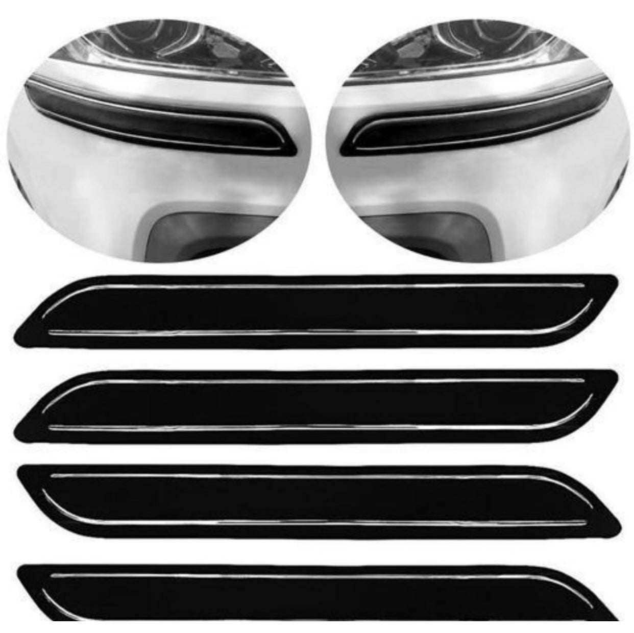 GENFRID Car Door Bumper Guard Rubber (Black, Pack of Bumper Protector With Chrome Strip for All Cars 4Pcs, Datsun, Fiat, Ford, Honda, Hyundai, Maruti, Nissan, Renault, Skoda, Tata, Toyota, Volkswagen, Volvo, Universal For Car)