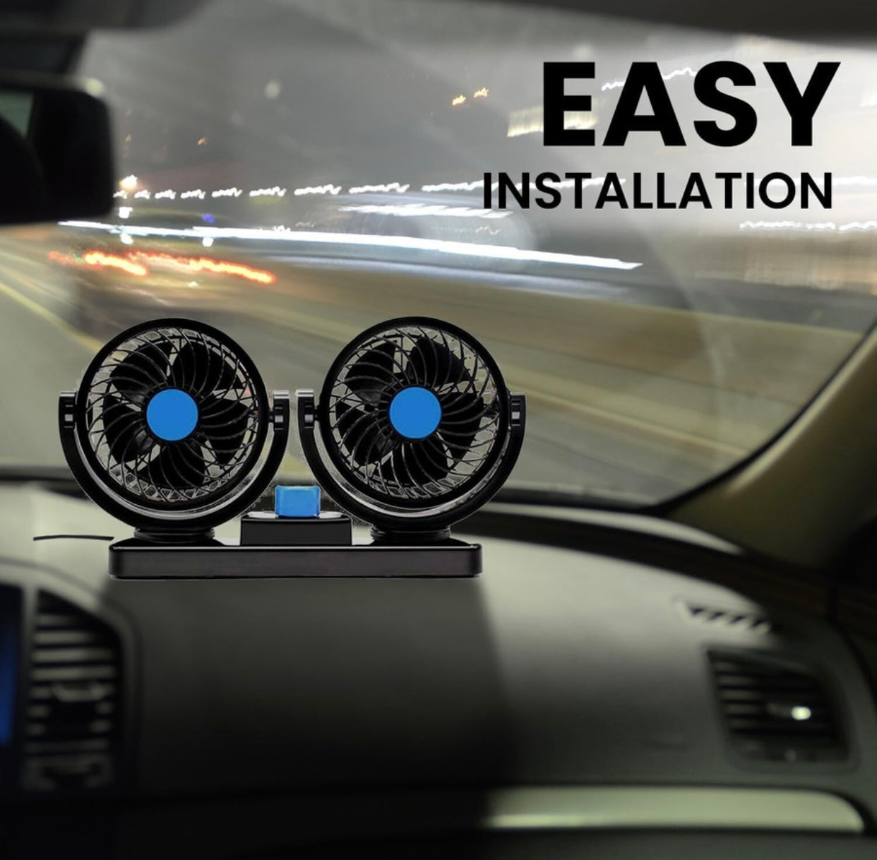 GENFRID Car Interior Fan Rotatable (Dual Head 2 Speed Strong) Dashboard Auto Cooling Air Fan Car Interior Fan (12 V)