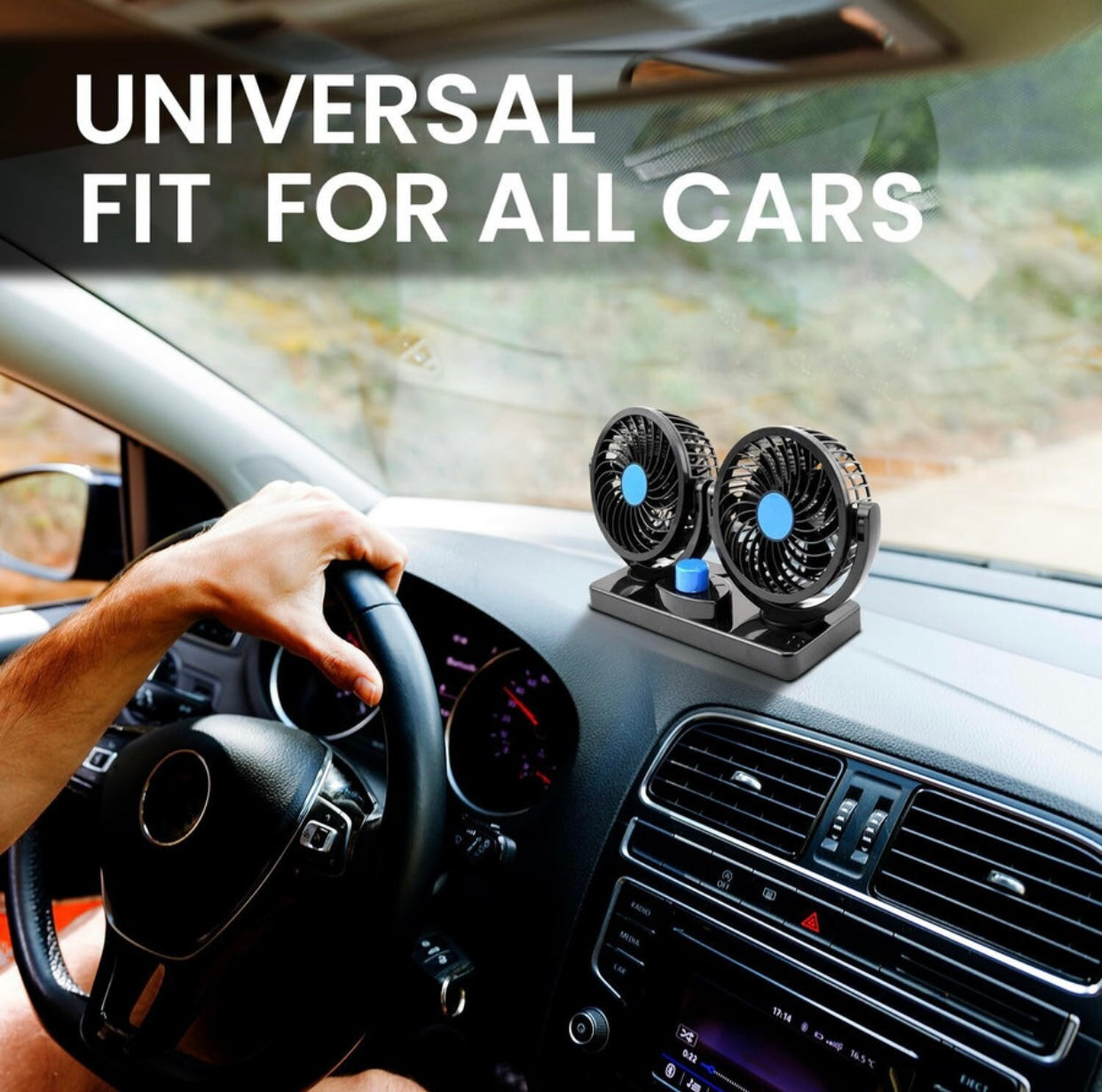 GENFRID Car Interior Fan Rotatable (Dual Head 2 Speed Strong) Dashboard Auto Cooling Air Fan Car Interior Fan (12 V)