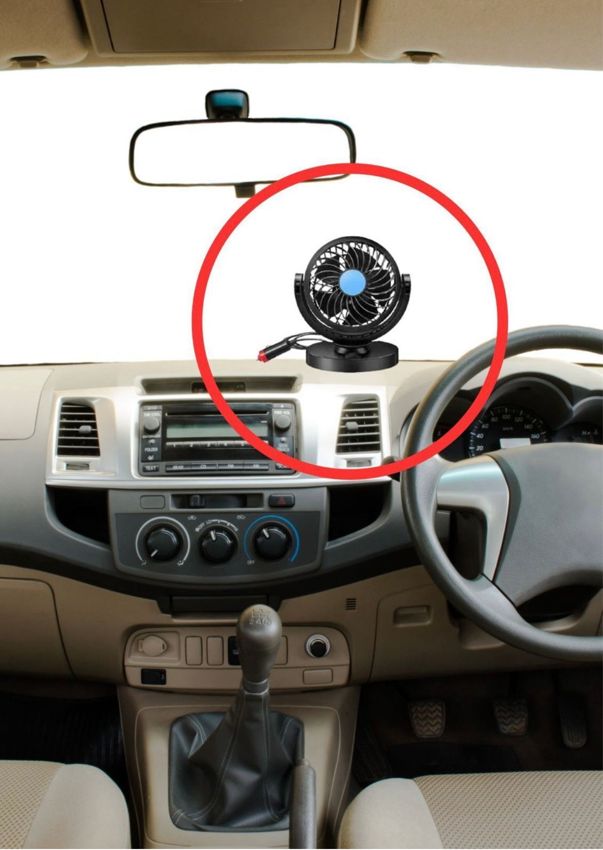 GENFRID Car Interior Fan Rotatable (Single Head 2 Speed Strong) Dashboard Auto Cooling Air Fan Car Interior Fan (12 V)