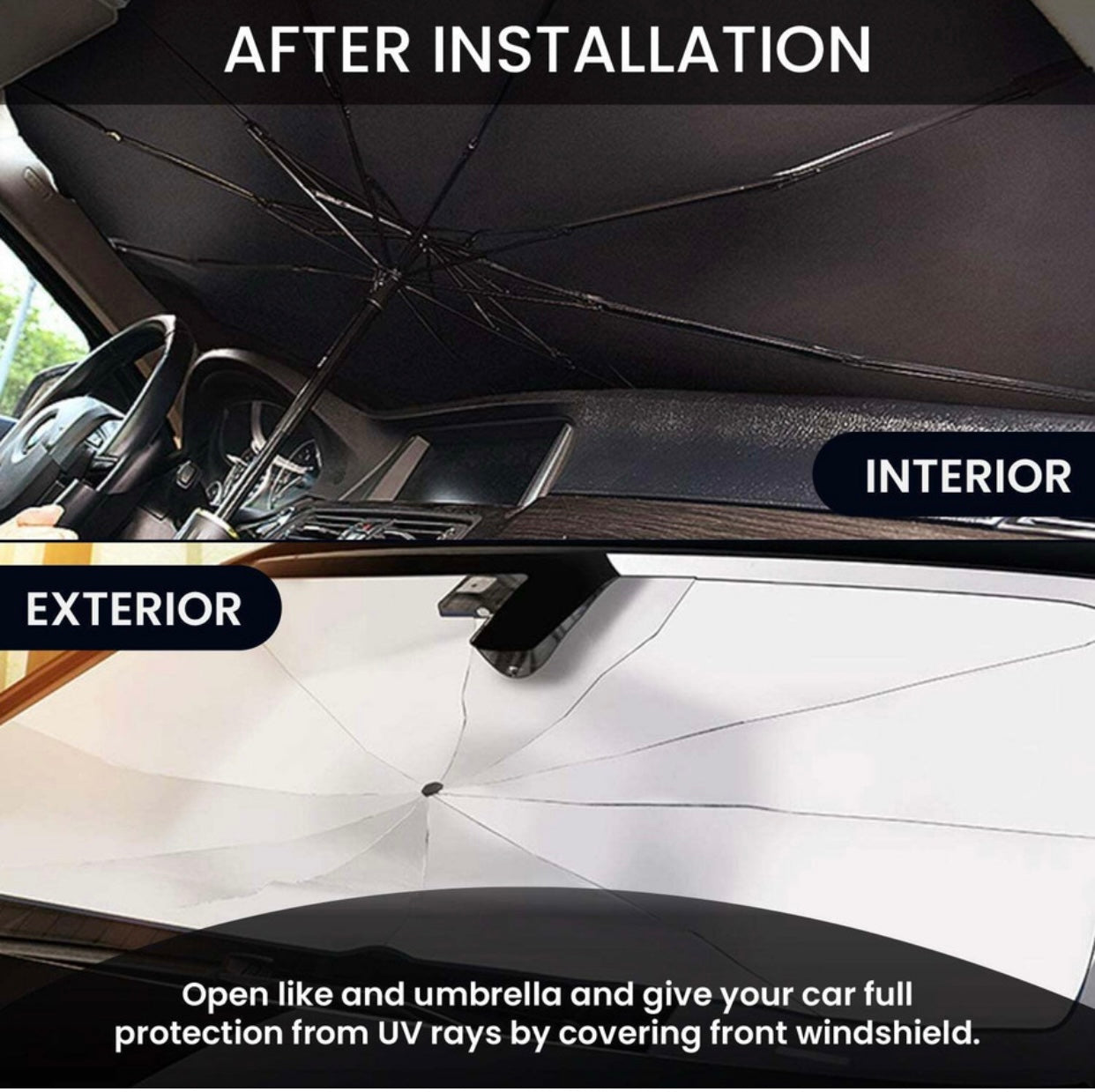GENFRID Dashboard, Windshield Sun Shade For All Cars (Black, Silver)