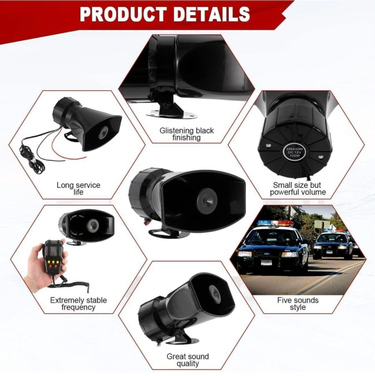 GENFRID Car SIren For Car,Bike,Truck/Car Horn For Car,Bike,Truck (7 TUNES)