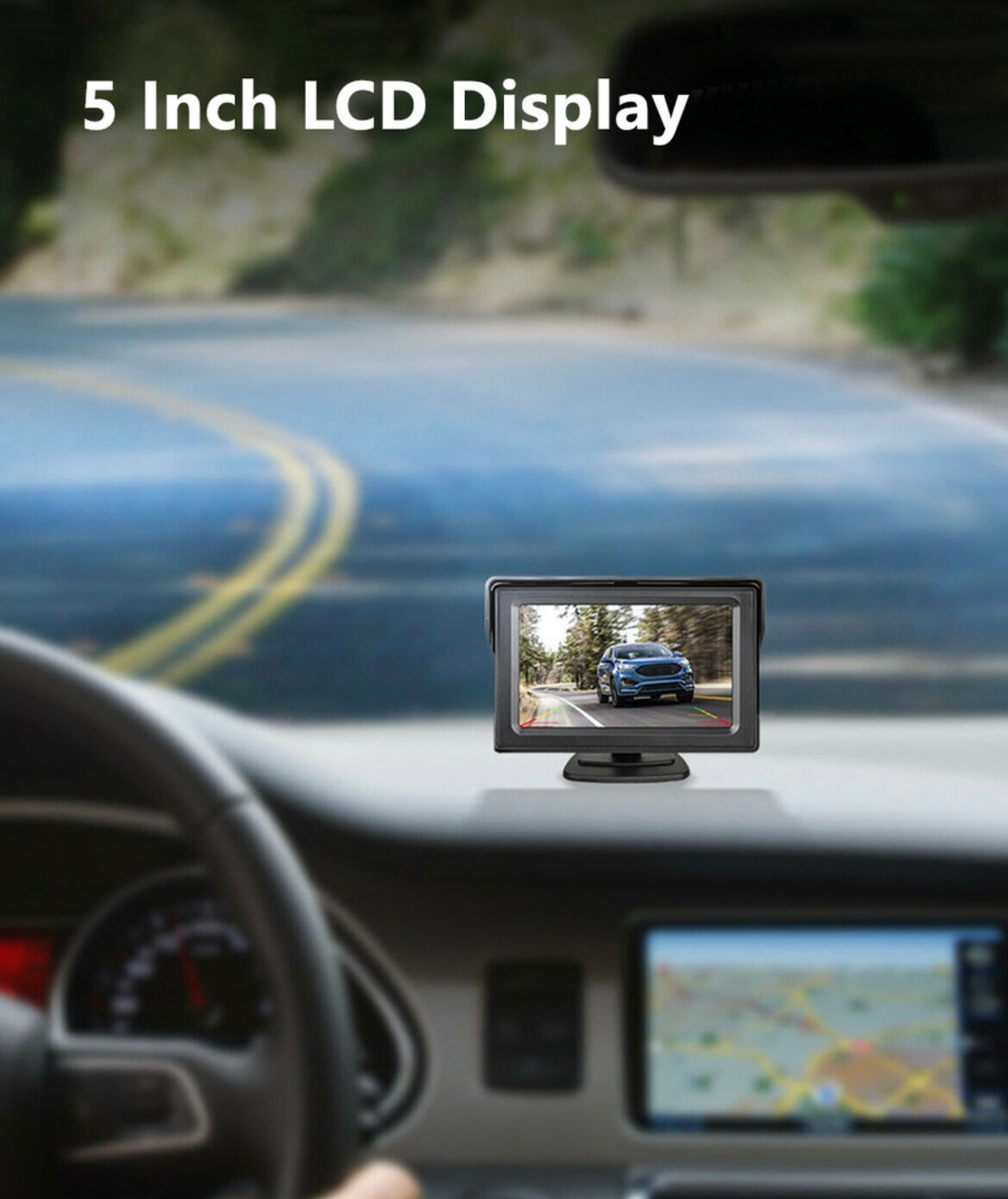 GENFRID Car Rear Camera 8 LED Night-Vision Waterproof Rear View HD Camera with 5 Inch Rear View Digital TFT Dashboard Screen