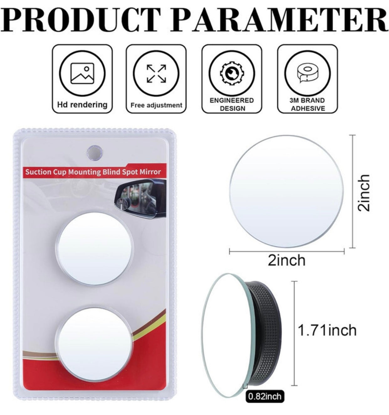 Car Manual Blind Spot Mirror, Driver Side, Passenger Side