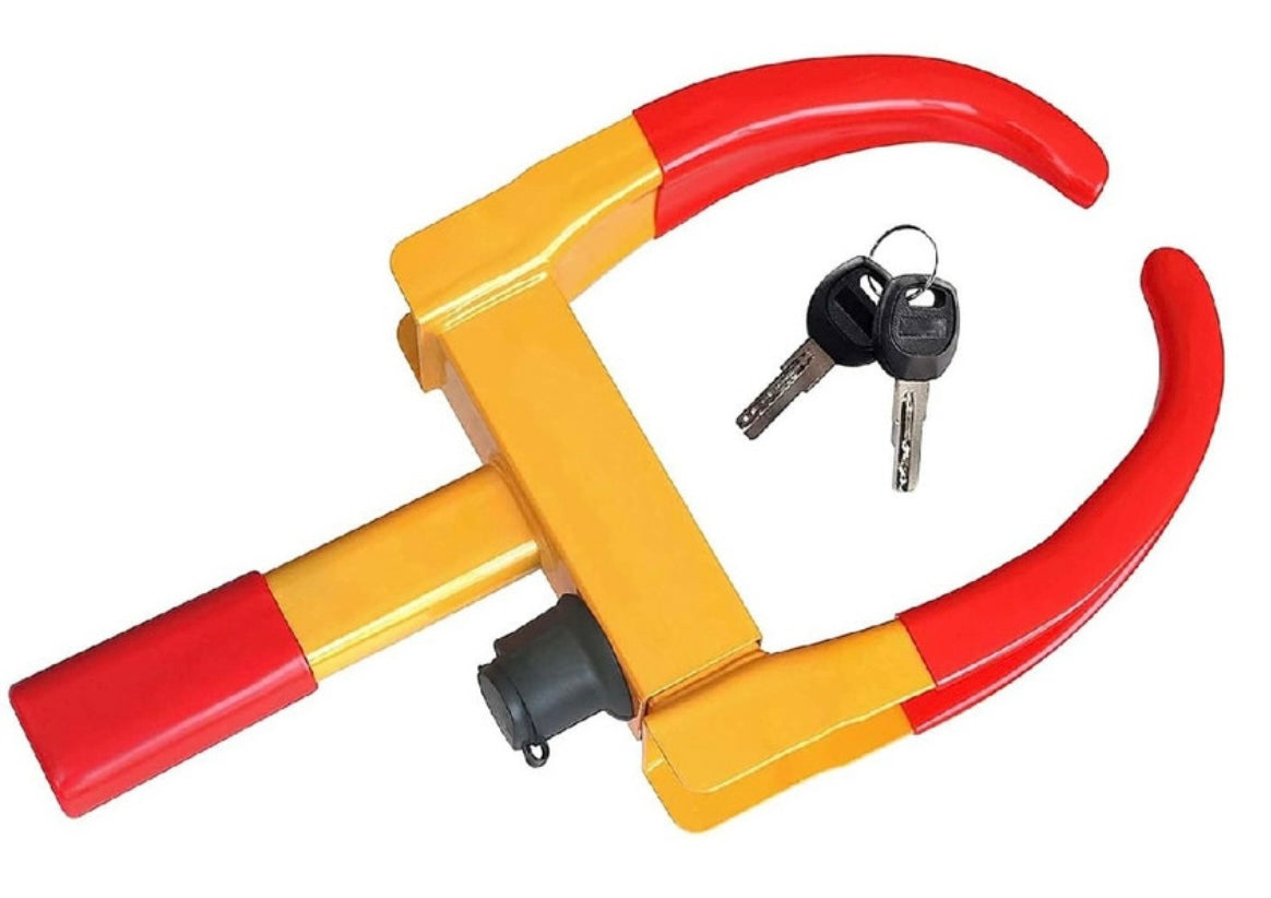 GENFRID Car Wheel Lock/Car Alloy Lock(Anti-Theft Heavy Duty Lock For Alloy Metal Tyre Clamp For Car,Bike,Pickup Bright Yellow And Red Colours Vehicle tyre and wheel lock Wheel Lock)