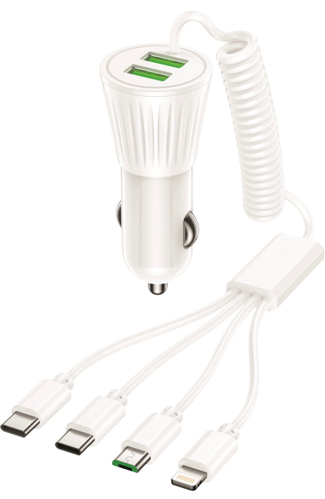 GENFRID Turbo Car Charger 3.4 Amp Qualcomm Certified (White, With USB Cable)