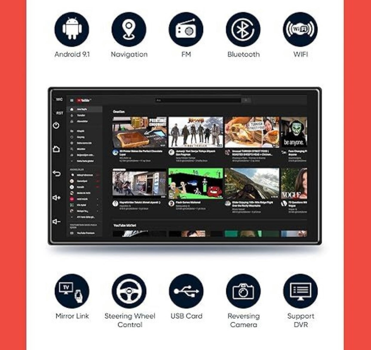 Genfrid 9 Inch Car 2GB+32GB IPS Display 1080p with Latest Android Version Car Stereo/Car Media Player (Double Din)