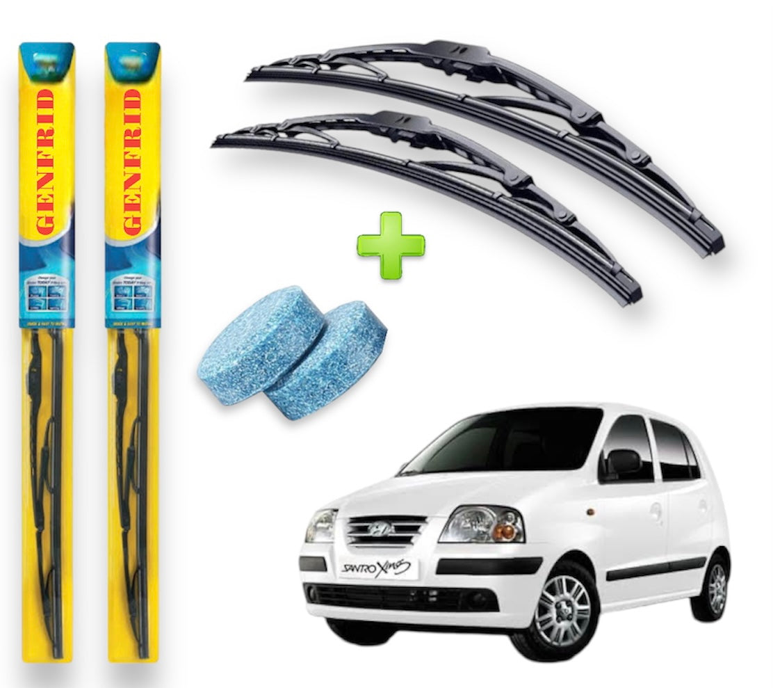 Genfrid Metal Frame Car Wiper For Hyundai Santro Xing (Right-20, Left–16) (Pack Of 2)(Free Washer Tablet)