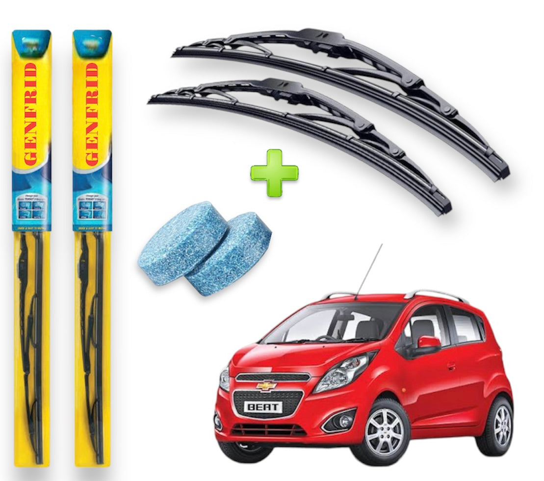 Genfrid Metal Frame Car Wiper For Chevrolet Beat (Right-22, Left–16) (Pack Of 2)(Free Washer Tablet)