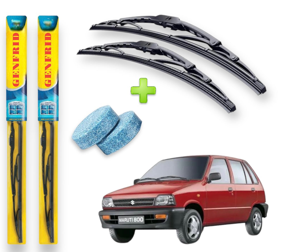 Genfrid Metal Frame Car Wiper For Maruti 800 (Right-18, Left–18) (Pack Of 2)(Free Washer Tablet)