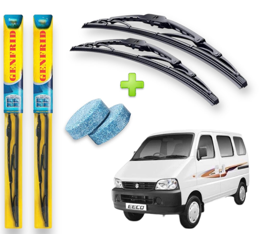 Genfrid Metal Frame Car Wiper For Maruti Eeco (Right-16, Left–16) (Pack Of 2)(Free Washer Tablet)