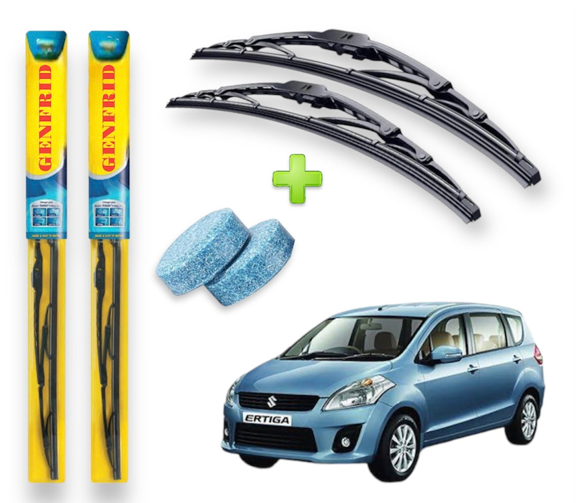 Genfrid Metal Frame Car Wiper For Maruti Ertiga (Right-21, Left–14) (Pack Of 2)(Free Washer Tablet)