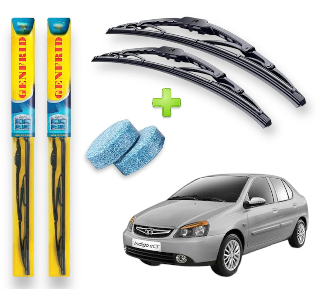 Genfrid Metal Frame Car Wiper For Tata Indigo (Right-24, Left–16) (Pack Of 2)(Free Washer Tablet)