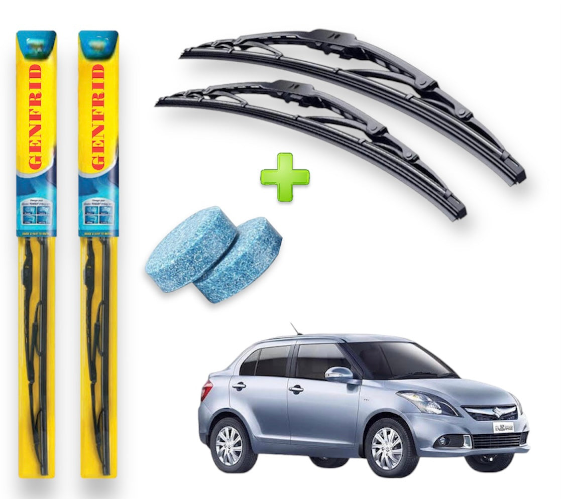 Genfrid Metal Frame Car Wiper For Maruti Swift Dzire (Right-21, Left–19) (Pack Of 2)(Free Washer Tablet)