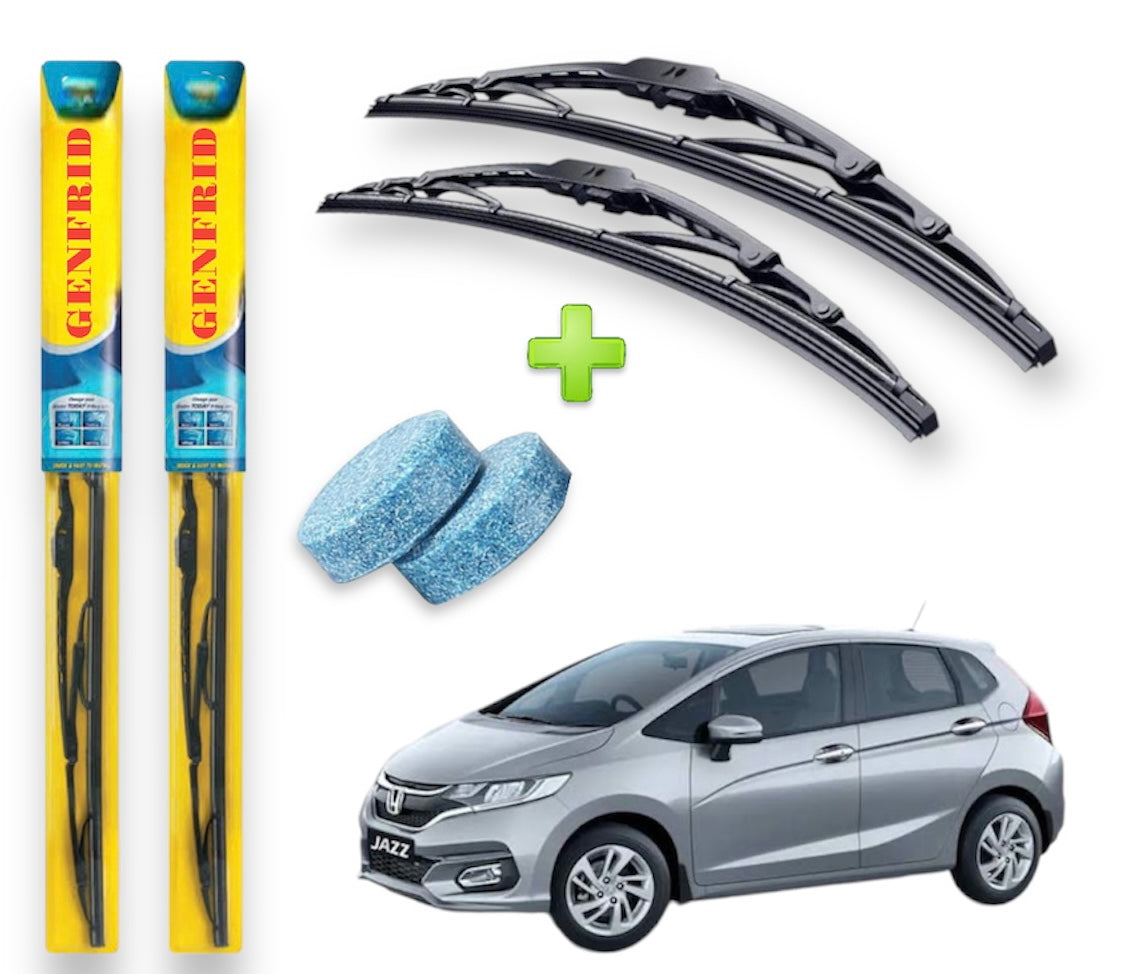 Genfrid Metal Frame Car Wiper For Honda Jazz (Right-26, Left–14) (Pack Of 2)(Free Washer Tablet)