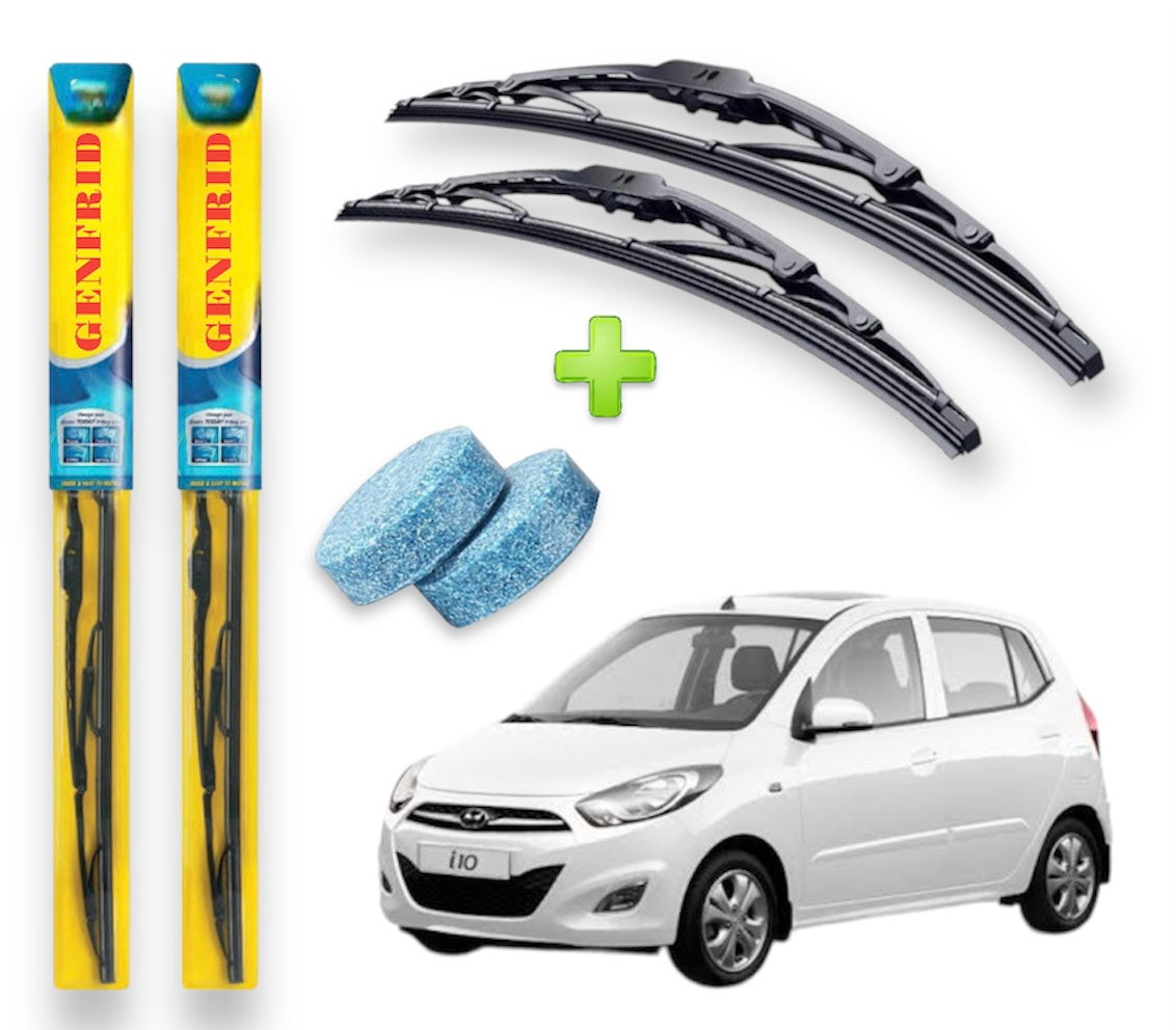 Genfrid Metal Frame Car Wiper For Hyundai i10 (Right-24, Left–16) (Pack Of 2)(Free Washer Tablet)