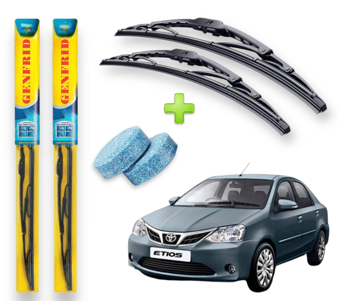 Genfrid Metal Frame Car Wiper For Toyota Etios (Right-26, Left–26) (Pack Of 2)(Free Washer Tablet)
