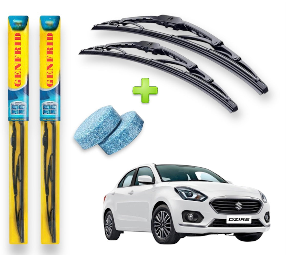 Genfrid Metal Frame Car Wiper For Maruti Swift Dzire 2017-23 (Right-21, Left–19) (Pack Of 2)(Free Washer Tablet)