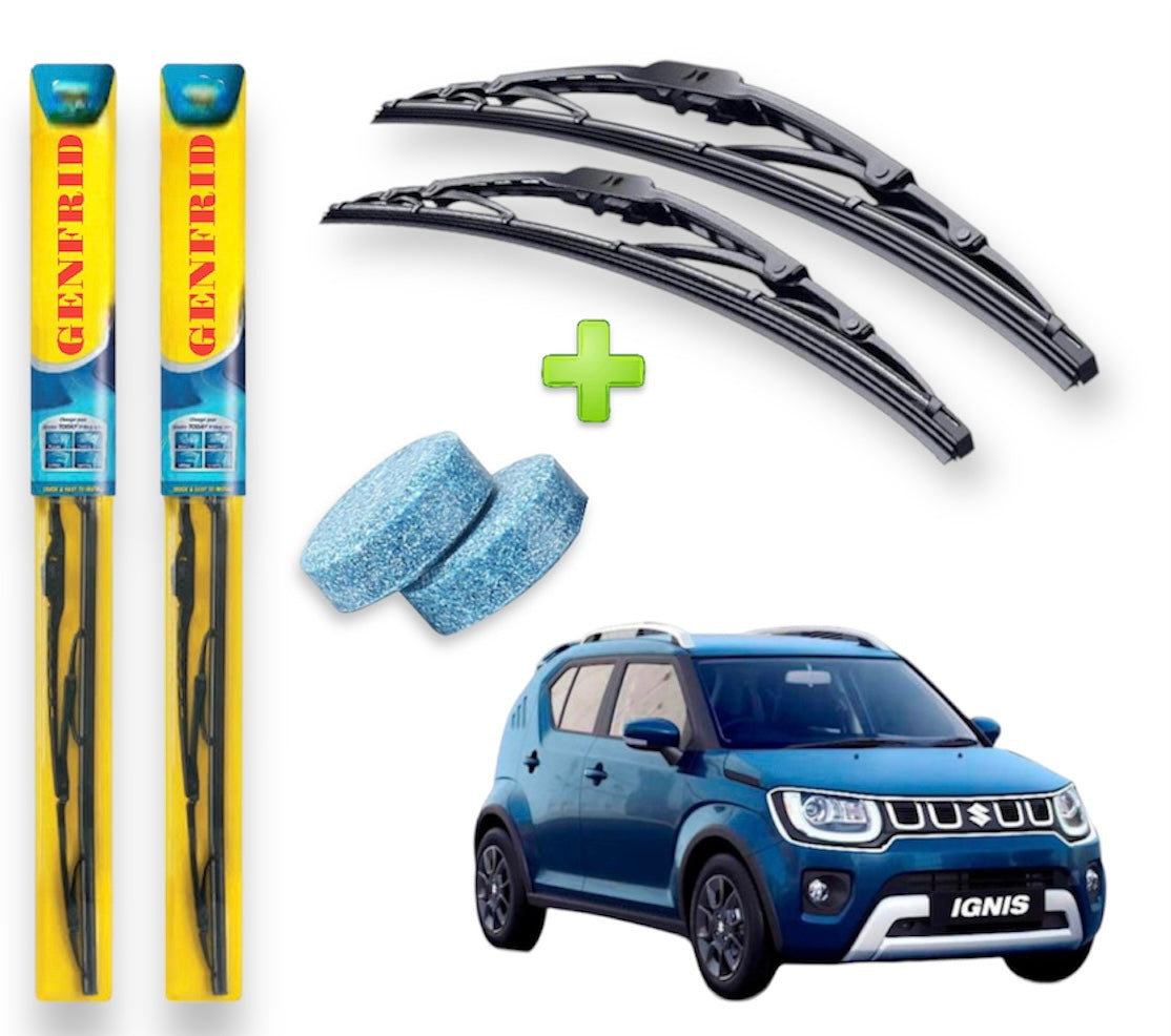 Genfrid Metal Frame Car Wiper For Maruti Ignis (Right-20, Left–16) (Pack Of 2)(Free Washer Tablet)