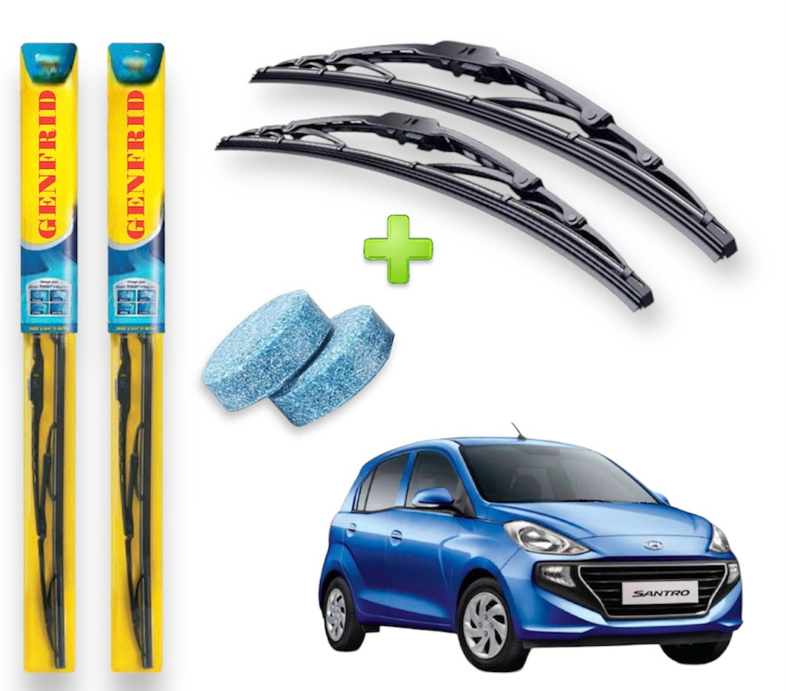 Genfrid Metal Frame Car Wiper For Hyundai Santro 2018 (Right-20, Left–16) (Pack Of 2)(Free Washer Tablet)