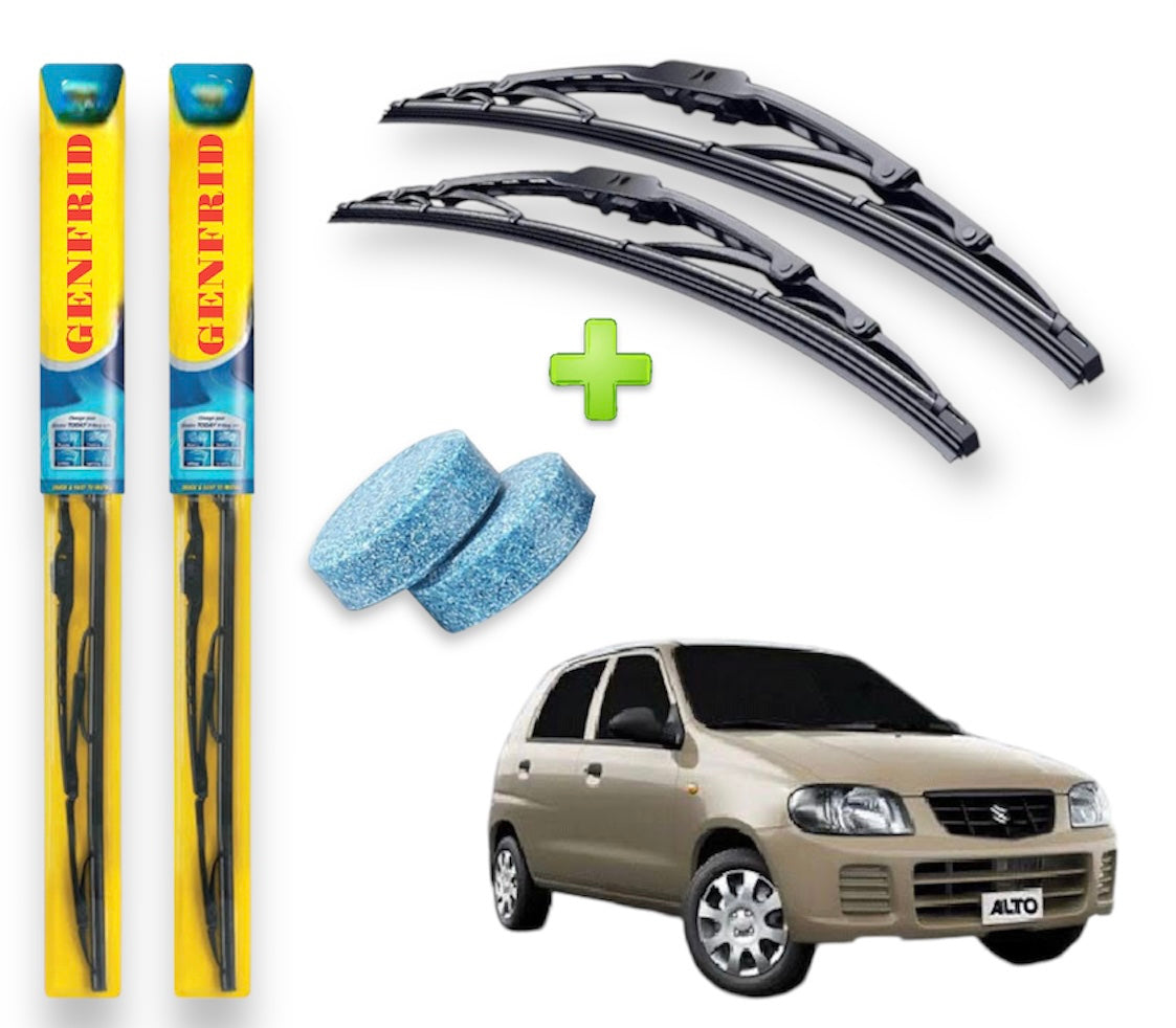Genfrid Metal Frame Car Wiper For Maruti Alto (Right-18, Left–16) (Pack Of 2)(Free Washer Tablet)