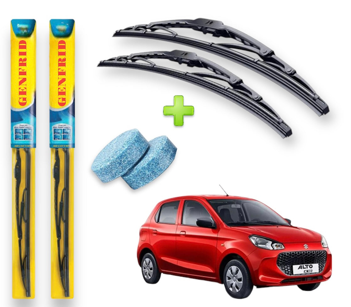 Genfrid Metal Frame Car Wiper For Maruti Alto K10 2022 (Right-18, Left–16) (Pack Of 2)(Free Washer Tablet)