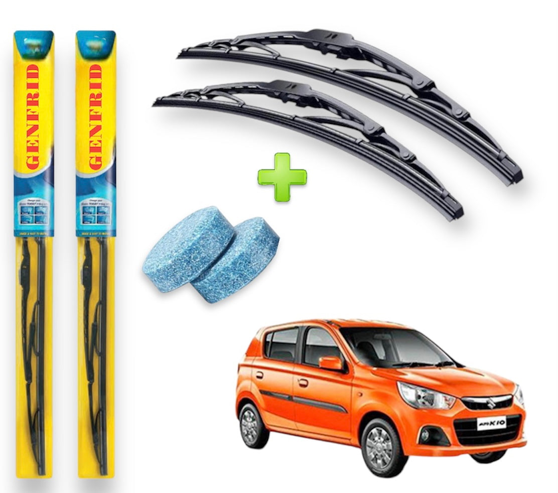 Genfrid Metal Frame Car Wiper For Maruti Alto K10 (Right-18, Left–16) (Pack Of 2)(Free Washer Tablet)