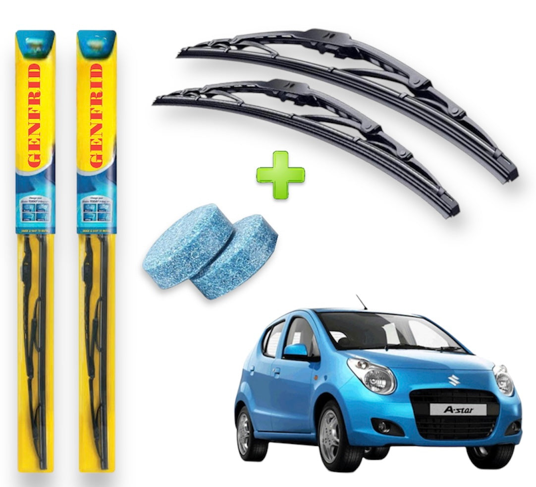 Genfrid Metal Frame Car Wiper For Maruti A-star (Right-18, Left–16) (Pack Of 2)(Free Washer Tablet)