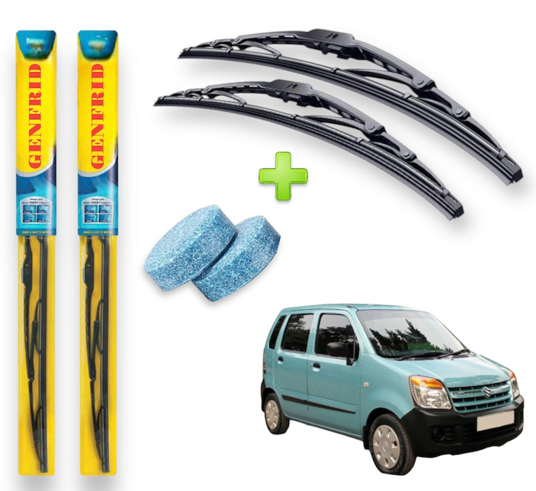 Genfrid Metal Frame Car Wiper For Maruti Wagonr 2006-09 (Right-18, Left–16) (Pack Of 2)(Free Washer Tablet)