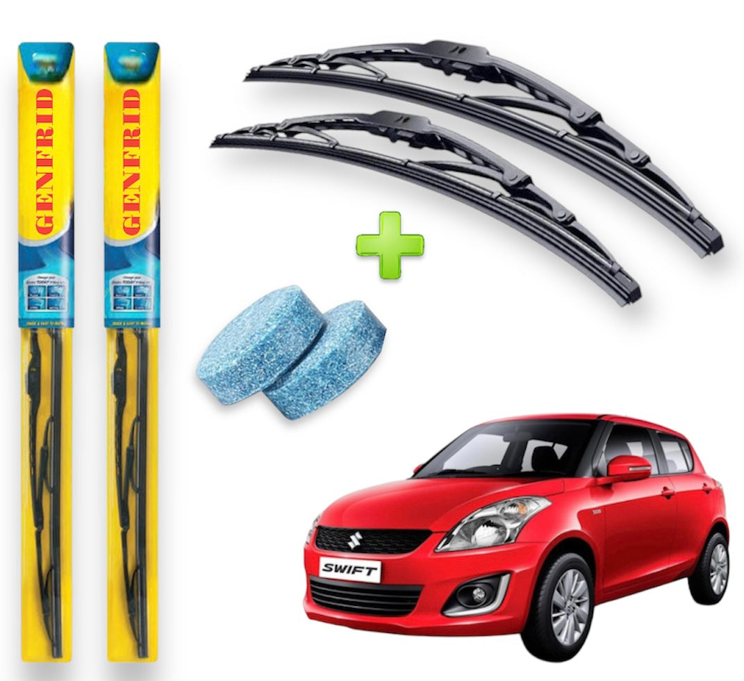 Genfrid Metal Frame Car Wiper For Maruti Swift (Right-21, Left–19) (Pack Of 2)(Free Washer Tablet)