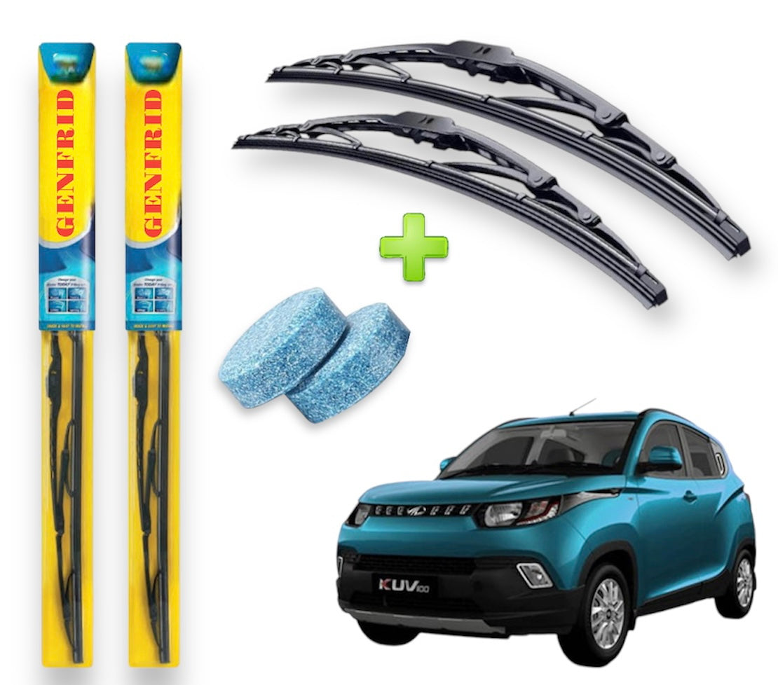 Genfrid Metal Frame Car Wiper For Mahindra Kuv100 (Right-20, Left–18) (Pack Of 2)(Free Washer Tablet)