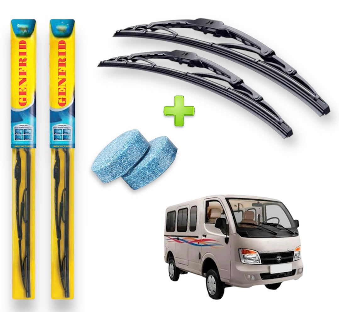 Genfrid Metal Frame Car Wiper For Tata Magic (Right-20, Left–17) (Pack Of 2)(Free Washer Tablet)