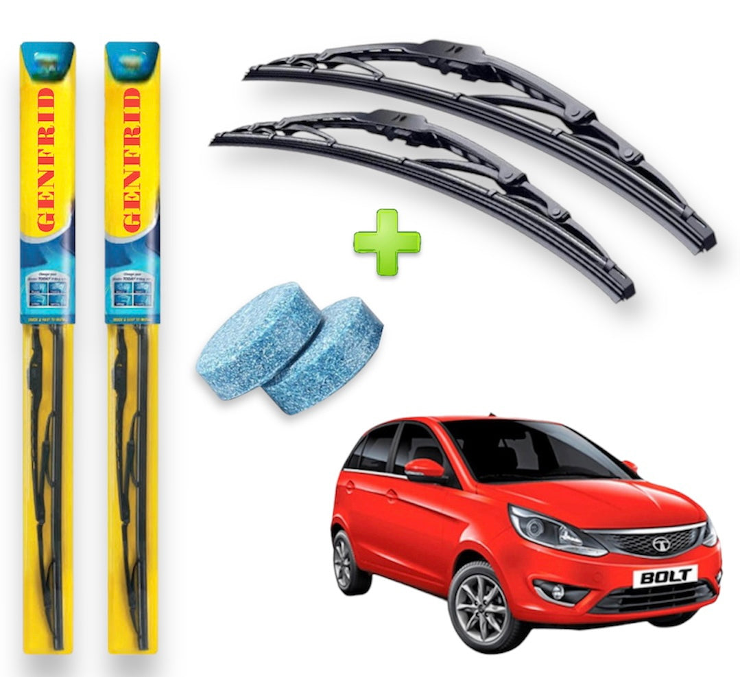 Genfrid Metal Frame Car Wiper For Tata Bolt (Right-24, Left–14) (Pack Of 2)(Free Washer Tablet)